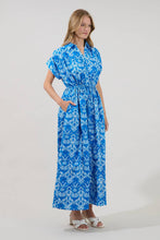 Load image into Gallery viewer, Blue Reina Drawstring Maxi Dress Floral