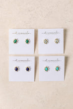 Load image into Gallery viewer, Green Malachite and Pearl Oval Stud Earrings