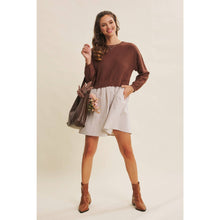 Load image into Gallery viewer, Easy Coffee Date Bow Brown Sweater Dress