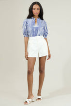 Load image into Gallery viewer, Catana Striped Delano Ruffle Split Neck Blouse