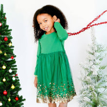 Load image into Gallery viewer, Emerald Sequin Christmas Long Sleeve Tutu Dress