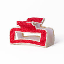 Load image into Gallery viewer, Lola Red & White Beaded Claw Clip