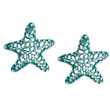 Load image into Gallery viewer, Green Rhinestone Starfish Statement Earrings