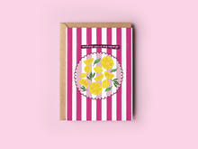 Load image into Gallery viewer, Sending You A Squeeze Lemon Fruit Striped Greeting Card