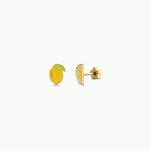 Load image into Gallery viewer, Lemon Enamel Flat Back Kids Earrings