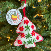 Load image into Gallery viewer, White Tree Embroidered Wool Christmas Ornament