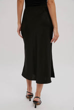 Load image into Gallery viewer, Black Satin Midi Skirt