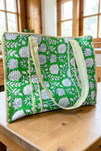 Load image into Gallery viewer, Terra Green Floral Patterned Tote Bag