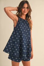 Load image into Gallery viewer, Star Denim Trapez Top and Shorts