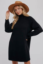 Load image into Gallery viewer, Black Turtleneck Sweater Dress