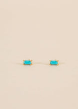 Load image into Gallery viewer, Baguette - Turquoise - Gold Earrings