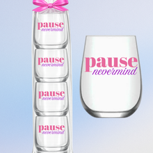 Load image into Gallery viewer, Mahjong Stemless 4 ct Set Wine Glasses "Pause Nevermind"