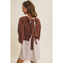Load image into Gallery viewer, Easy Coffee Date Bow Brown Sweater Dress