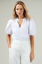 Load image into Gallery viewer, Gretna Organza Check Ruffle Blouse - White