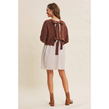 Load image into Gallery viewer, Easy Coffee Date Bow Brown Sweater Dress