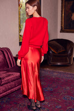 Load image into Gallery viewer, Bow Detail Puff Sleeve Red Cardigan