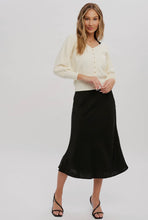Load image into Gallery viewer, Black Satin Midi Skirt