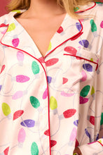 Load image into Gallery viewer, Satin Christmas Lights Prints Pajama Set - Off White