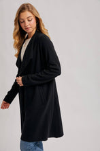 Load image into Gallery viewer, Black Modern Open Front Longline Cardigan