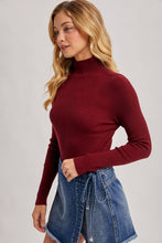 Load image into Gallery viewer, Burgundy Mock Neck Ribbed Top