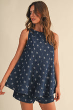 Load image into Gallery viewer, Star Denim Trapez Top and Shorts