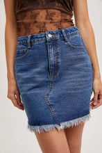 Load image into Gallery viewer, High-Waist Denim Raw Hem Mini Skirt - Light Wash