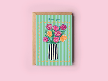 Load image into Gallery viewer, Thank You Tulips Colorful Bouquet in Vase Greeting Card