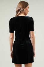 Load image into Gallery viewer, Jackson Black Velvet Button Mini Dress