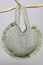 Load image into Gallery viewer, Heart Shaped Ruffle Edge Quilted Tote Bag- Sage Multi