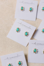 Load image into Gallery viewer, Turquoise and Pearl Oval Stud Earrings