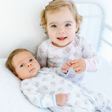 Load image into Gallery viewer, Santa Baby Print Zip Footie - Light Blue