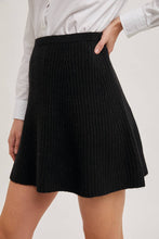 Load image into Gallery viewer, Black Ribbed Knit Mini Skirt