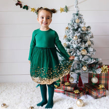 Load image into Gallery viewer, Emerald Sequin Christmas Long Sleeve Tutu Dress