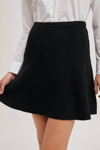 Load image into Gallery viewer, Black Ribbed Knit Mini Skirt