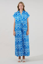 Load image into Gallery viewer, Blue Reina Drawstring Maxi Dress Floral