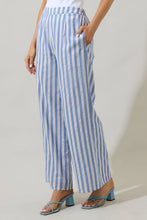 Load image into Gallery viewer, Joncy Blue & White Striped Elena Wide Leg Pants