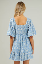 Load image into Gallery viewer, Moonflower Eyelet Evy Sweetheart Mini Dress: Light-Blue