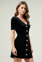 Load image into Gallery viewer, Jackson Black Velvet Button Mini Dress