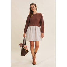Load image into Gallery viewer, Easy Coffee Date Bow Brown Sweater Dress