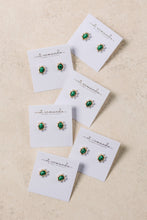 Load image into Gallery viewer, Green Malachite and Pearl Oval Stud Earrings