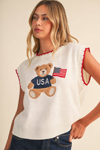 Load image into Gallery viewer, USA Teddy Bear Ivory Top