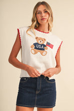 Load image into Gallery viewer, USA Teddy Bear Ivory Top