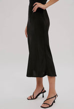 Load image into Gallery viewer, Black Satin Midi Skirt