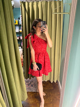 Load image into Gallery viewer, Zarah Jacquard Ivine Bow Mini Dress - Red