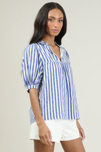 Load image into Gallery viewer, Catana Striped Delano Ruffle Split Neck Blouse