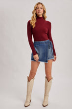 Load image into Gallery viewer, Burgundy Mock Neck Ribbed Top