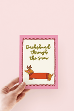 Load image into Gallery viewer, Dachshund Through the Snow Weenie Dog Holiday Greeting Card