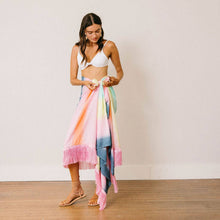 Load image into Gallery viewer, Watercolor Ruby Fringe Sarong: One Size