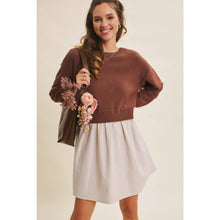Load image into Gallery viewer, Easy Coffee Date Bow Brown Sweater Dress