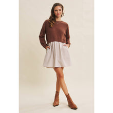 Load image into Gallery viewer, Easy Coffee Date Bow Brown Sweater Dress